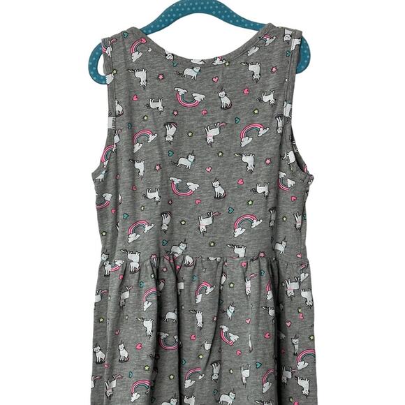 FreeStyle Gray Caticorn & Rainbow Sleeveless Tank Dress Girl's Size 10 - Picture 5 of 6